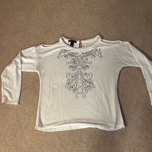 INC International Concepts White Embellished Blouse